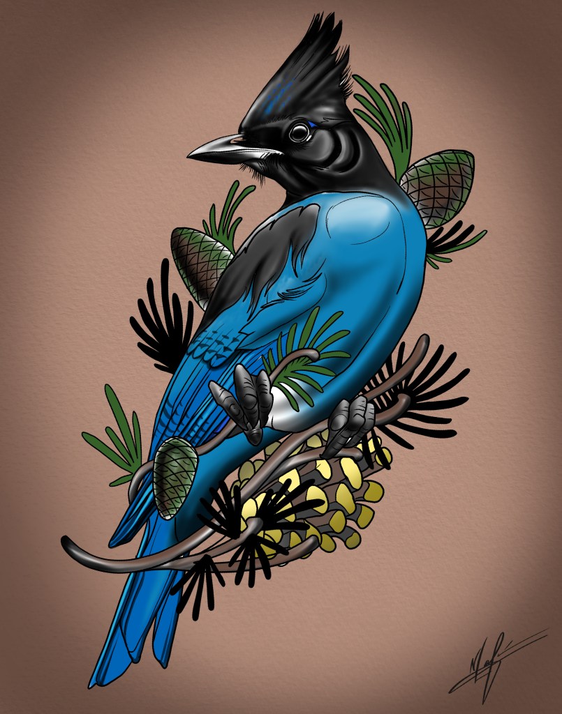 Stellers Jay Tattoo Design